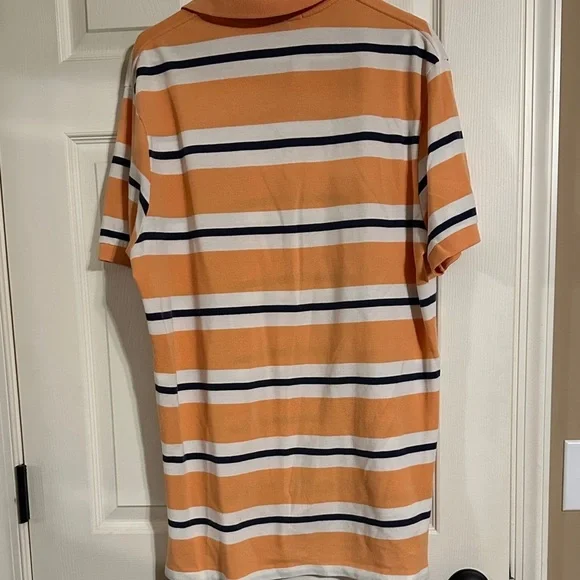 Polo by Ralph Lauren Men's Orange and White Striped Polo - Picture 4 of 4